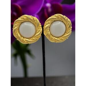 ELLEN DESIGNS Large Brushed Gold Tone Clip On Earrings
